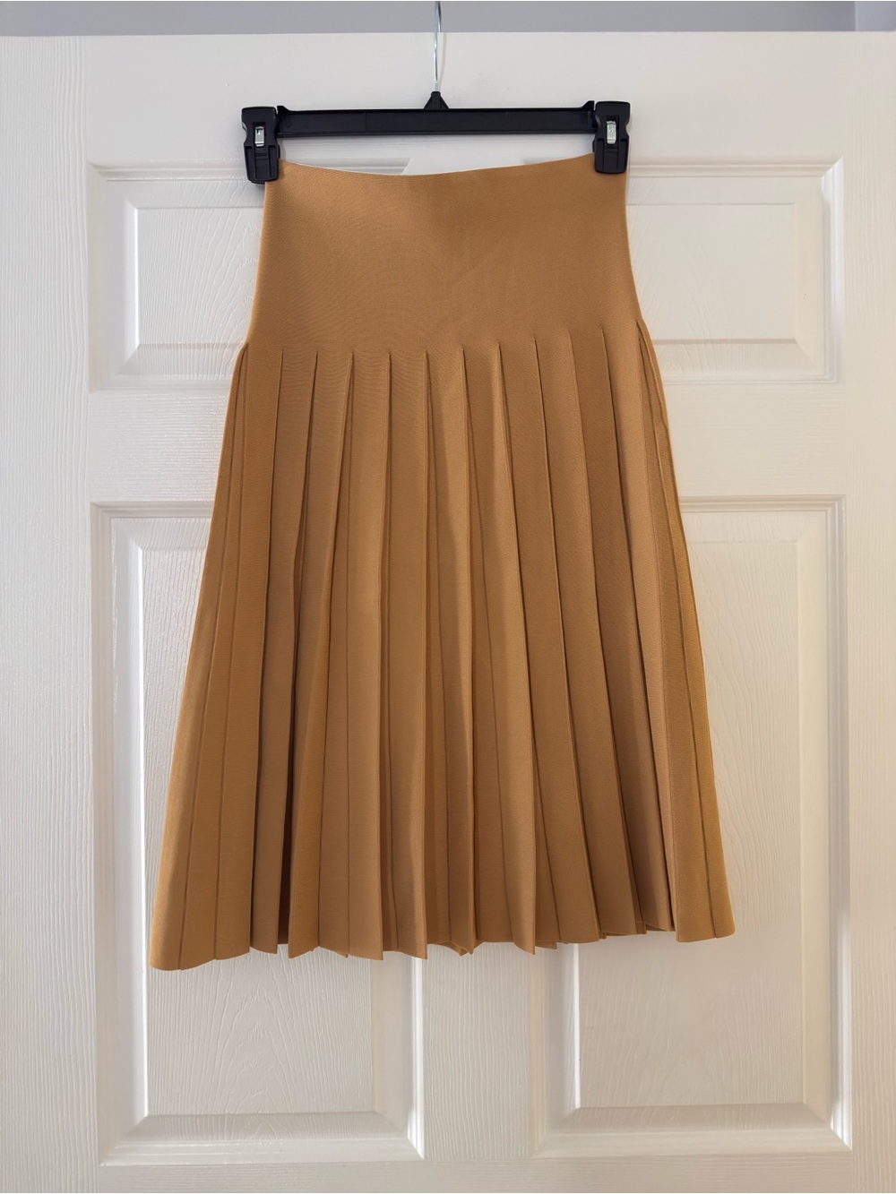 NWT Aleeza Paris High-Waist Wonder Pleated Midi Skirt in Nugget 27”